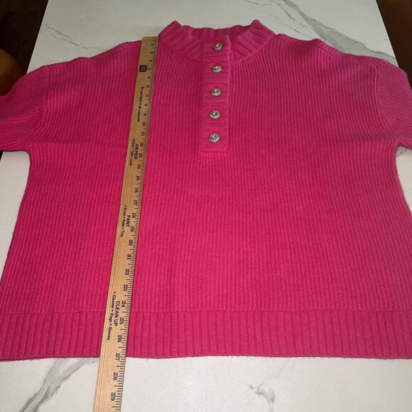 Talbots Sweater Womens Plus Size 3X Pink Ribbed Wool Blend 1/2 Button Up NWOT - Picture 7 of 11